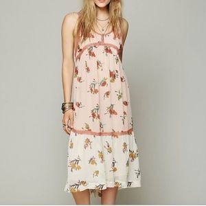 Free People New Romantics Floral Sleeveless Midi Dress Boho Bohemian sz M